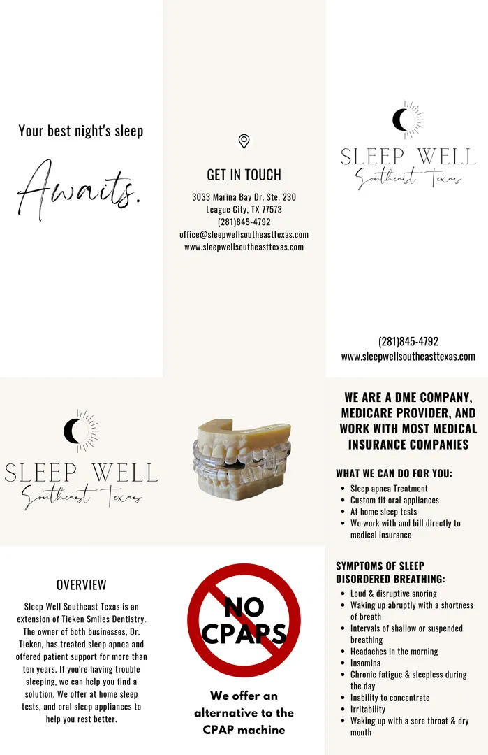 Sleep Well Southeast Texas brochure